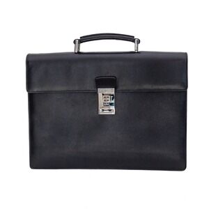 Rare PRADA Saffiano Business Bag Briefcase Dial Type Leather Black Men's